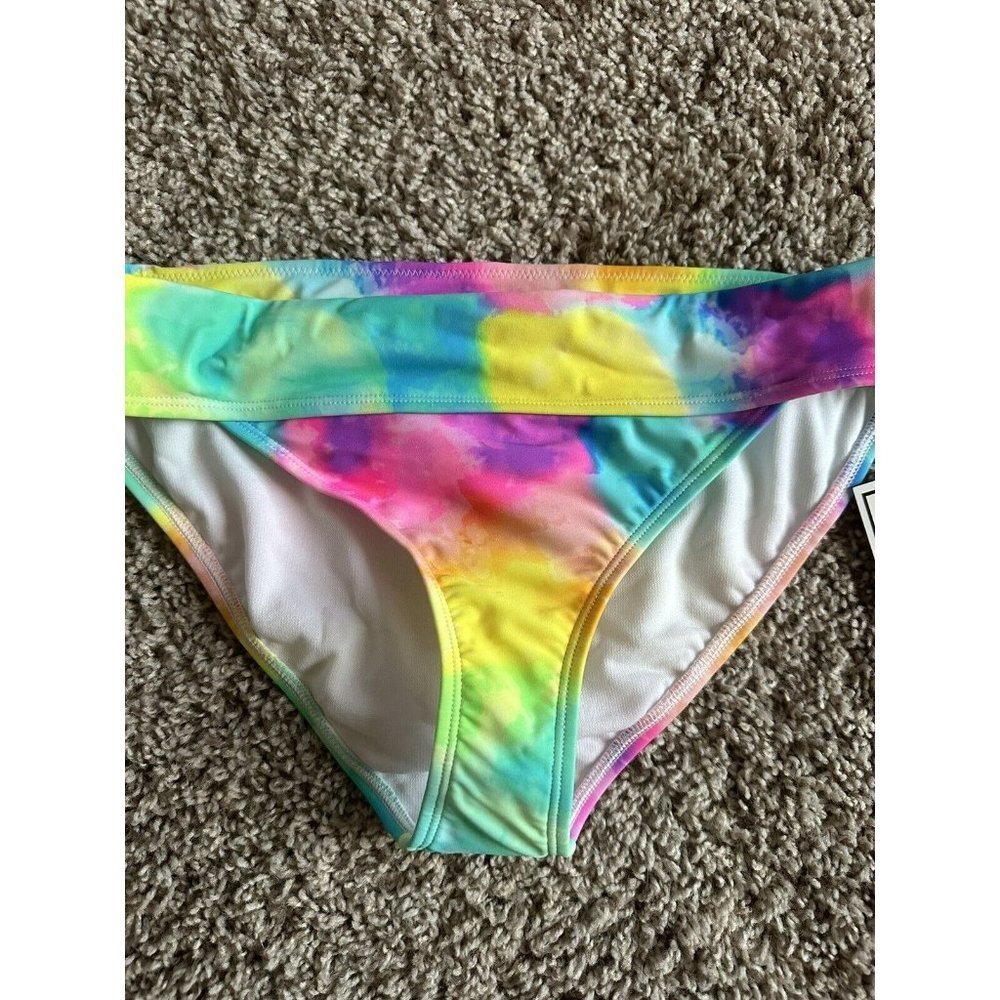 California Swim Bottoms Color Tie-Dye  Elastic Waist One Piece Swimwear Bright